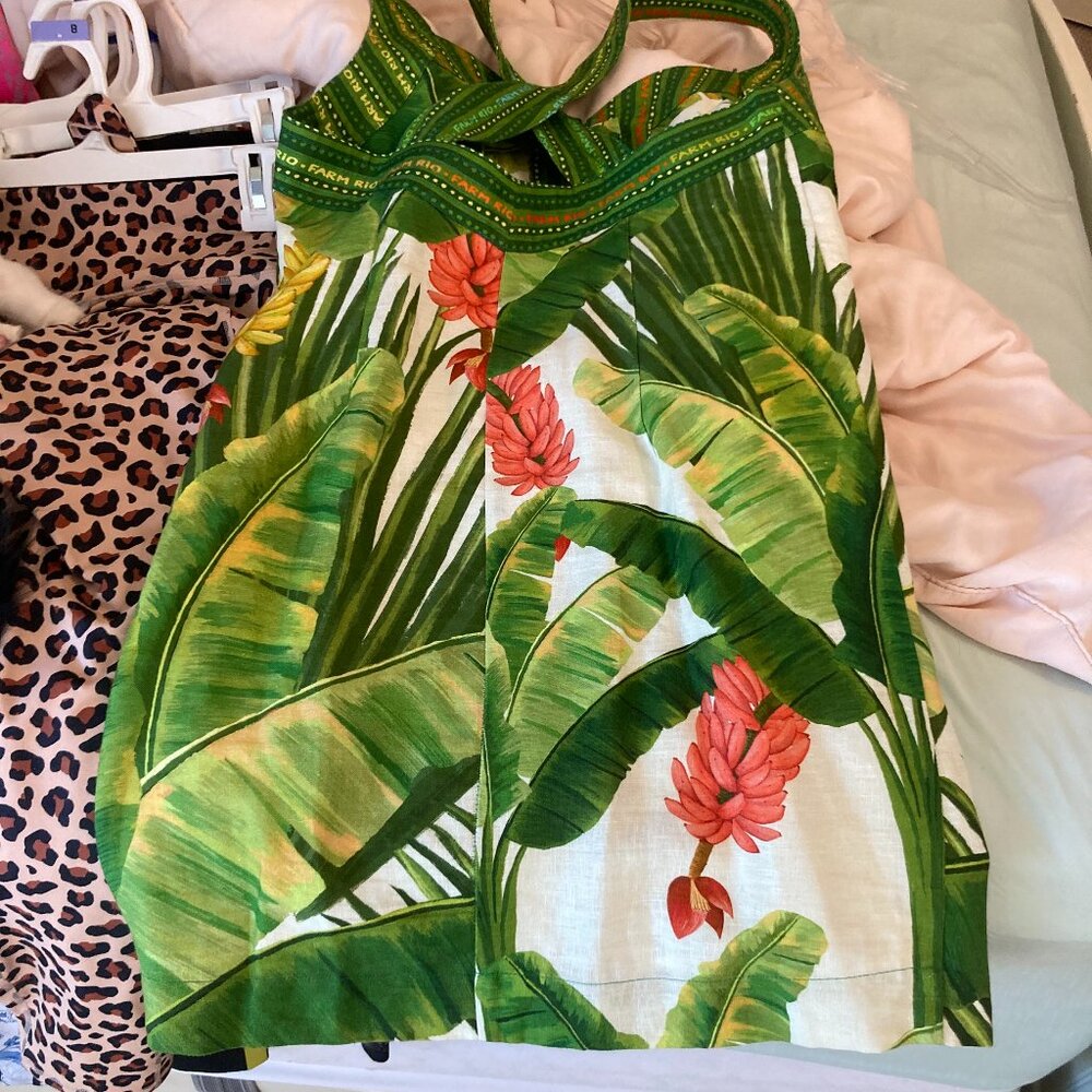 Farm Rio Linen Blend Fresh Forest Scarf Print, Sz. M View 3